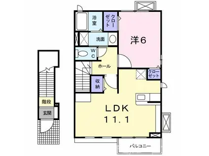 コルソ・ソーレ(1LDK/2階)の間取り写真