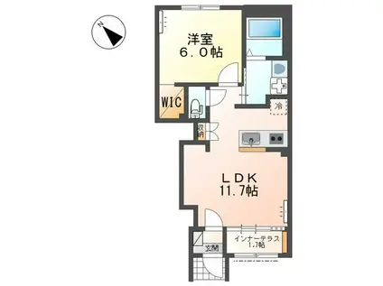 フレール 達(1LDK/1階)の間取り写真