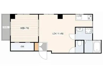 城戸ビル(1LDK/4階)の間取り写真