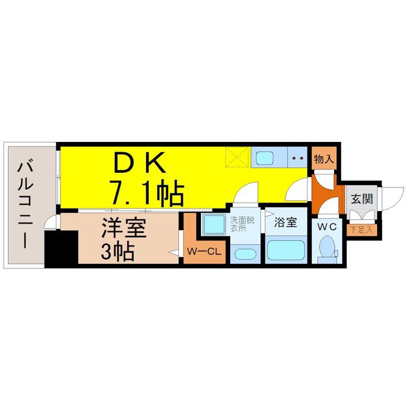 エステムコート名古屋上前津(1DK/5階)の間取り写真