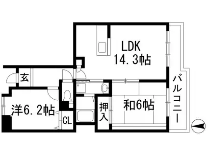 アルビス寺本16号棟(2LDK/4階)の間取り写真