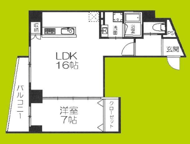 プレミアム長瀬(1LDK/5階)の間取り写真
