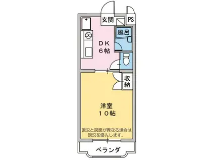 ウエストフィールドI(1DK/1階)の間取り写真