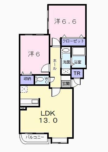 H・Kレヂデンス(2LDK/3階)の間取り写真