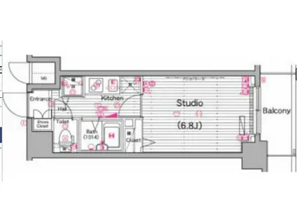 グランドガーラ横濱山下町(1K/6階)の間取り写真