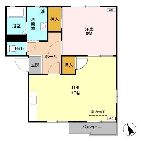 エレガンスコーポヤマニA(1LDK/2階)の間取り写真