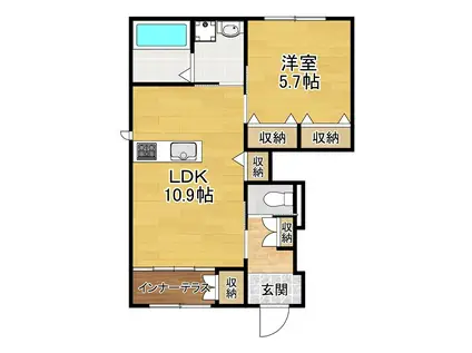 ロイヤルサージュ(1LDK/1階)の間取り写真