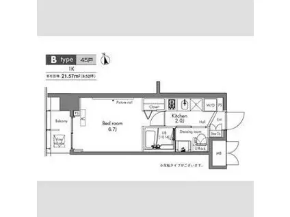 プラウドフラット隅田リバーサイド(1K/10階)の間取り写真
