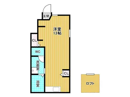 あんしん河合(ワンルーム/1階)の間取り写真