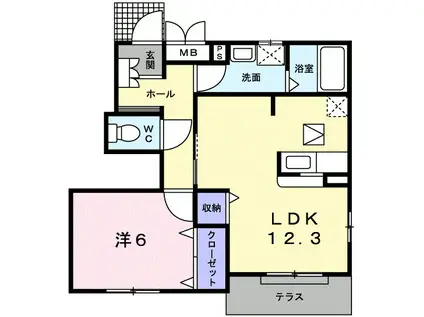 フェルマータIII(1LDK/1階)の間取り写真