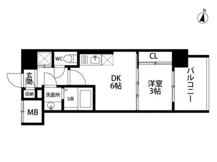 オリエンテム(1DK/9階)の間取り写真