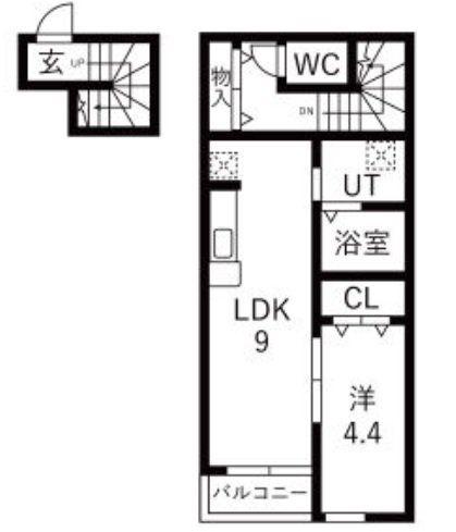 サンテラス郡山(1LDK/2階)の間取り写真