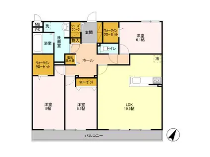 ROYAL イースト(3LDK/3階)の間取り写真