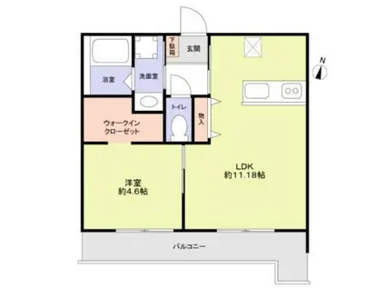 VIOLA TERRCE北寺尾(1LDK/1階)の間取り写真