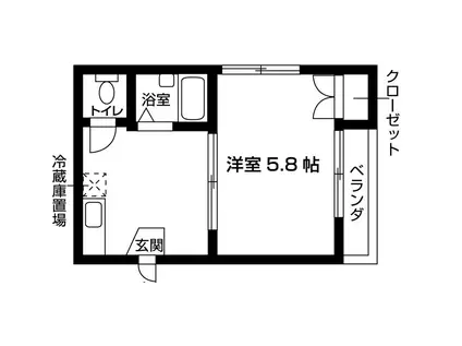 梅ヶ枝マンションII(1K/5階)の間取り写真