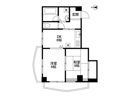 チョコレートヒルズ古河(2DK/4階)の間取り写真