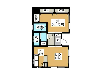 東急目黒線 武蔵小山駅 徒歩10分 3階建 築31年(1LDK/1階)の間取り写真