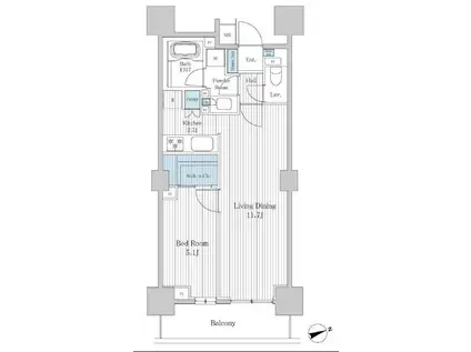 クオリア千代田御茶ノ水(1LDK/2階)の間取り写真