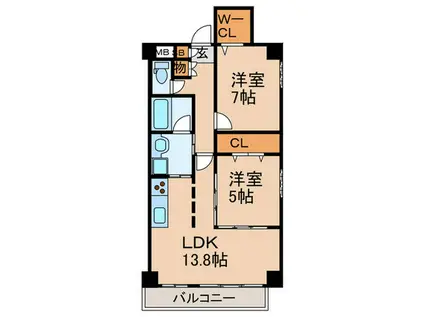 PLAISIR SAKAI(2LDK/4階)の間取り写真