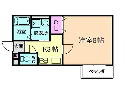 カリーノ清風(1K/1階)の間取り写真