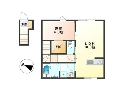 パルモアKIII(1LDK/2階)の間取り写真