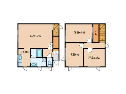 カルチェ・ド・千代台(3LDK/1階)の間取り写真