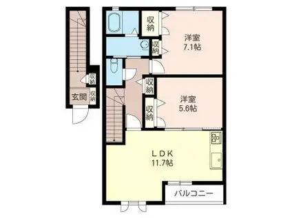 ブランシェ・コモ C棟(2LDK/2階)の間取り写真