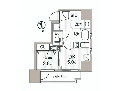シーズンフラッツ蔵前パークフロント(1DK/10階)の間取り写真