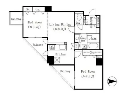ドゥーエ東池袋(2LDK/4階)の間取り写真