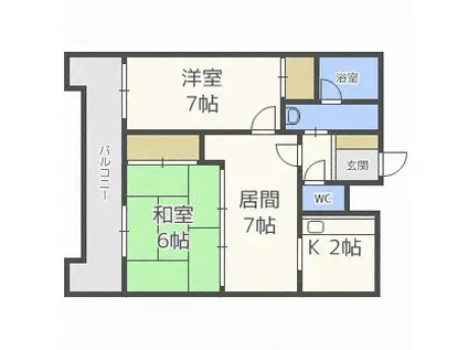 アルファスクエア円山(2LDK/9階)の間取り写真