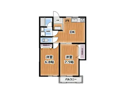 エクセレンスNAKAZAWA(2DK/3階)の間取り写真