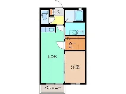 サンセール藤美 B(1LDK/1階)の間取り写真