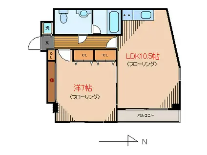 カーサマツモト(1LDK/2階)の間取り写真