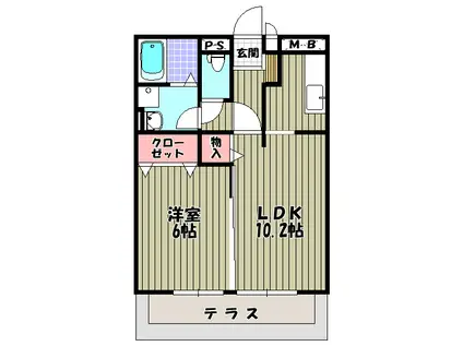 プチ・グリーン(1LDK/1階)の間取り写真