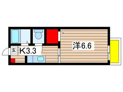ウエストヒルズD(1K/2階)の間取り写真