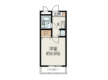 ソリッドリファイン玉川上水(1K/2階)の間取り写真