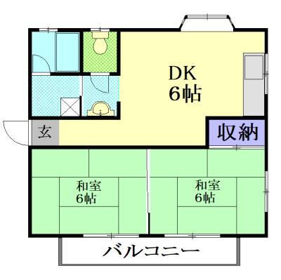 MKコーポA(2DK/2階)の間取り写真