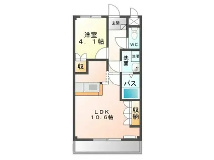 オーシャンビューコート(1LDK/2階)の間取り写真