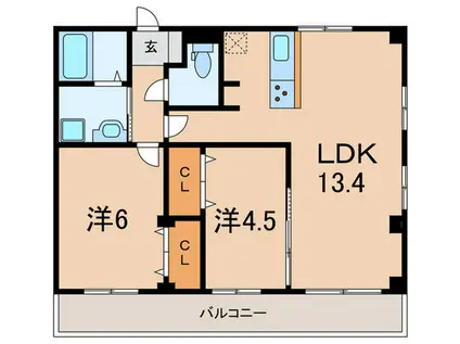 ウイングパレス(2LDK/1階)の間取り写真