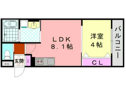 ダン・ル・ボア鳳東(1LDK/2階)の間取り写真