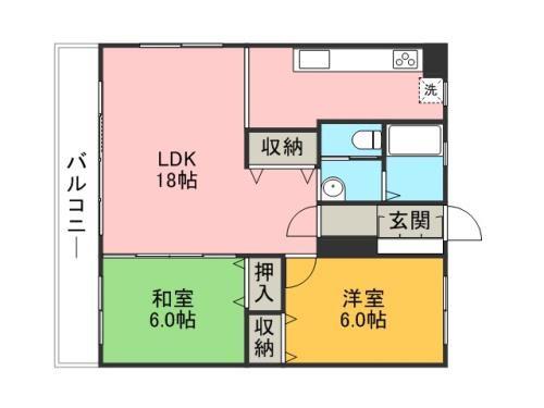 赤坂第2パールビル(2LDK/2階)の間取り写真