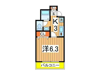 S-FORT柏(1K/2階)の間取り写真