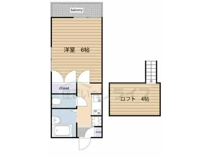 ブルーベル上井草(1K/2階)の間取り写真