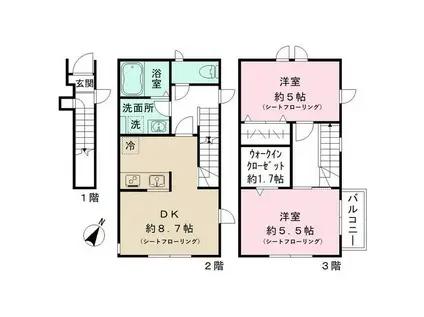 プランドール(2DK/2階)の間取り写真