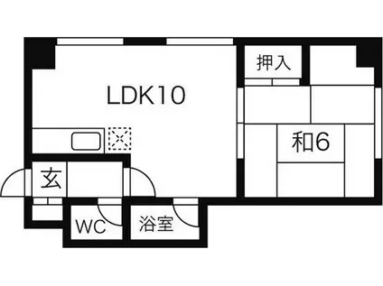 小野ビル(1LDK/1階)の間取り写真