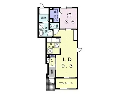 スリジエ リアン セカンド A(1LDK/1階)の間取り写真