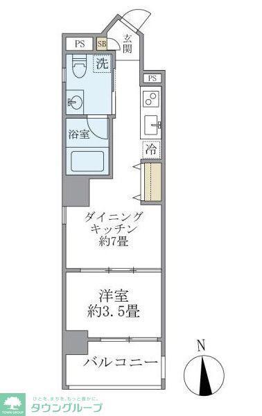 アールプライム大手町(1DK/6階)の間取り写真