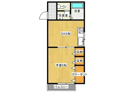 セジュールJINNO(1DK/2階)の間取り写真