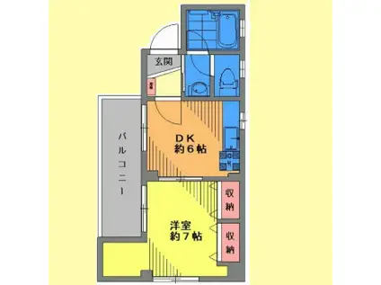 サンルピナスF(1DK/1階)の間取り写真