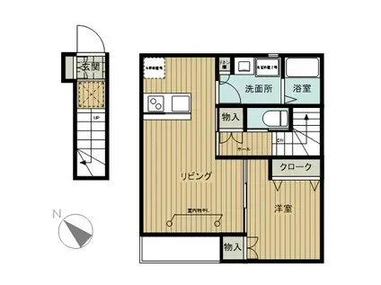 プランタン(1LDK/2階)の間取り写真